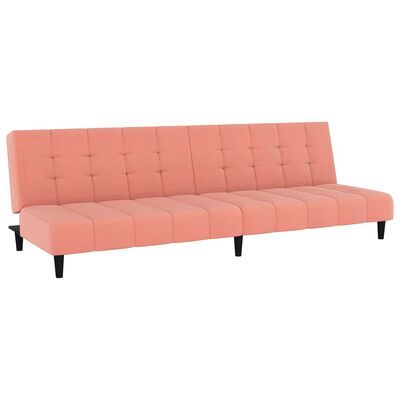 vidaXL Dvivietė sofa-lova, rožinės spalvos, aksomas