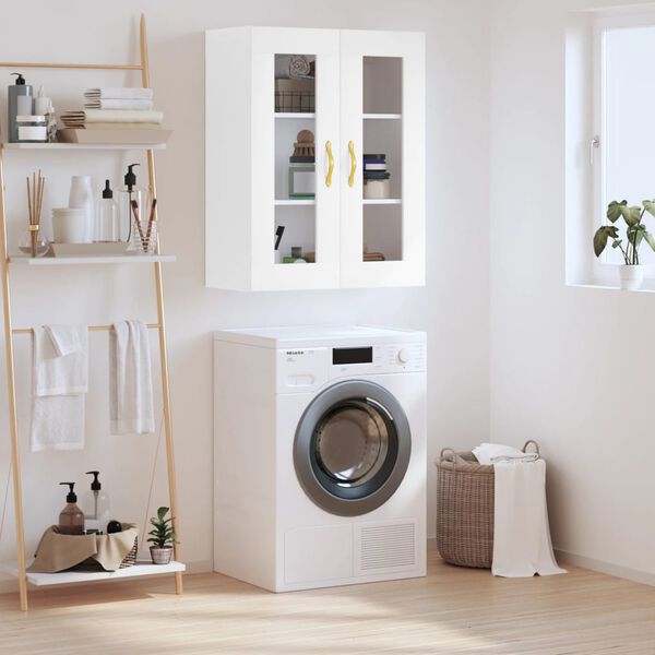 vidaXL Prie sienos montuojama spintelė, baltos spalvos, 69,5x34x90cm