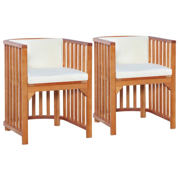 vidaXL Bistro baldų komplektas su pagalv., 3d., eukalipto med. masyv.