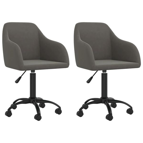 vidaXL Pasukamos valgomojo kėdės, 2vnt., tamsiai pilkos, aksomas