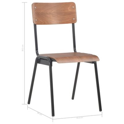 vidaXL Valgomojo kėdės, 2 vnt., rudos sp., faneros masyvas ir plienas
