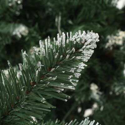 vidaXL Dirbtinė kalėdinė eglutė su kankorėžiais ir baltu blizg., 150cm