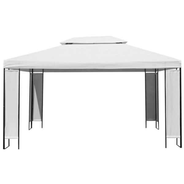 vidaXL Pavėsinė su lemputėmis LED, balta, 3x4m