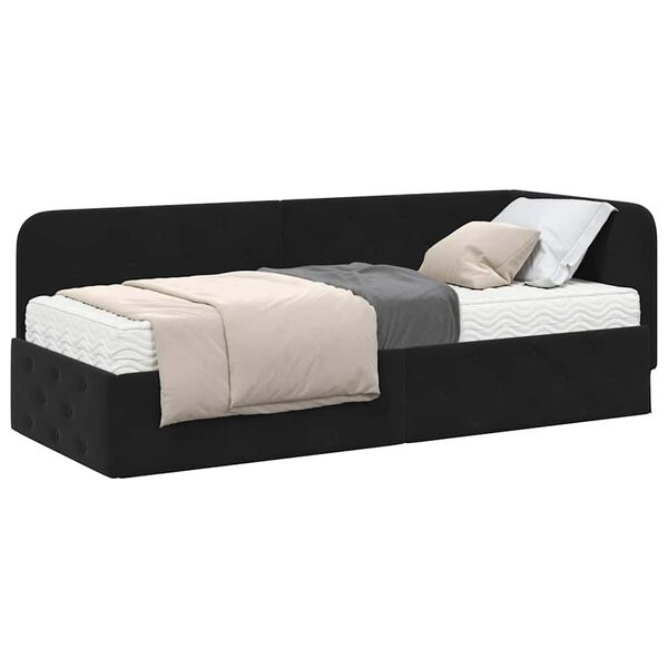 vidaXL Kampinė lovos konstrukcija Juoda 80 x 200 cm Aksomas