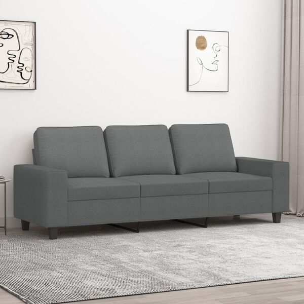 vidaXL Trivietė sofa, tamsiai pilkos spalvos, 180cm, audinys