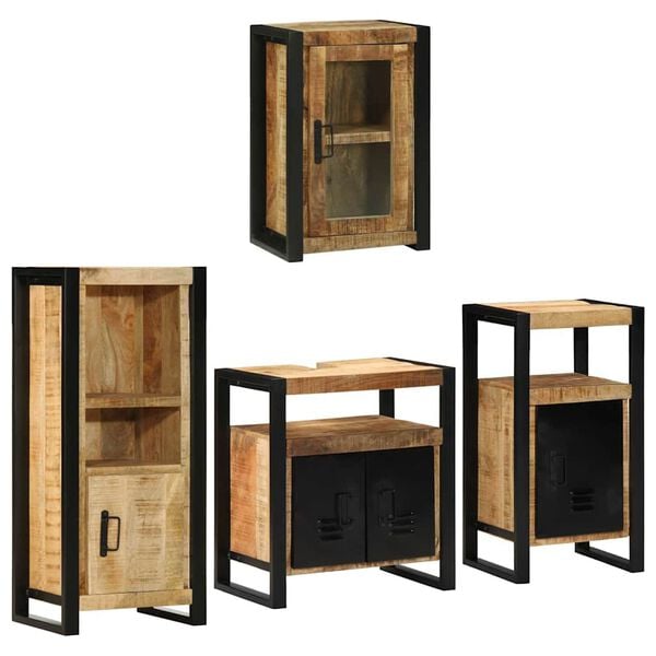 vidaXL Vonios baldų rinkinys su saugykla 4 pcs Ruda Kietas mango medis