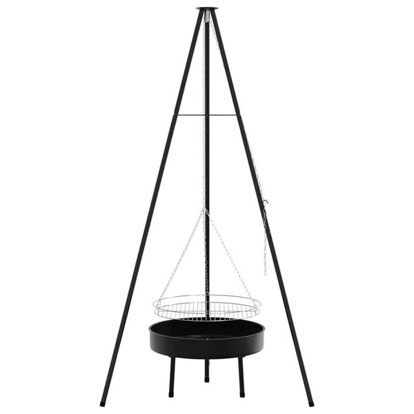 vidaXL Laužavietės trikojis Juoda 92 x 92 x 171.5 cm metalas