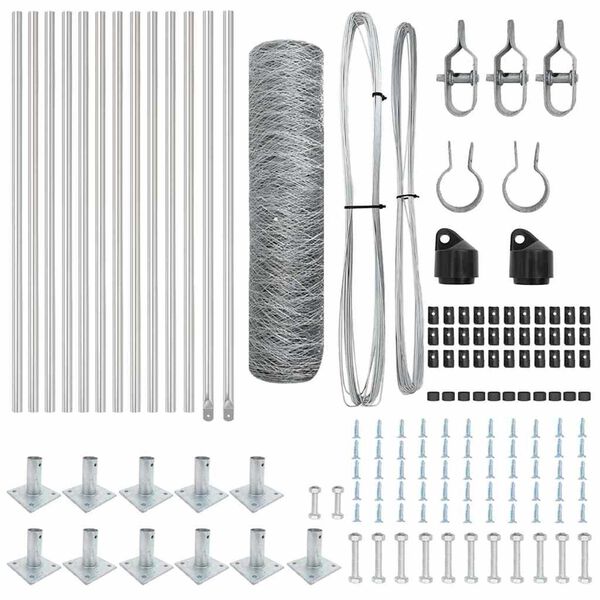 vidaXL Tvorelės stulpas Sidabro 25 x 0,6 m (36 mm tinklas) Plienas