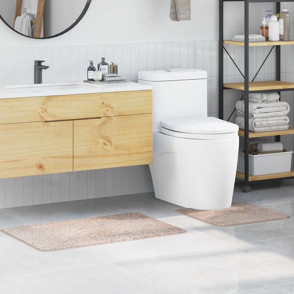 vidaXL Antisklidus vonios kilimėlių rinkinys 2 pcs Kreminė PP