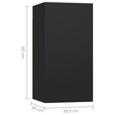 vidaXL Televizoriaus spintelės, 7vnt., juodos, 30,5x30x60cm, MDP