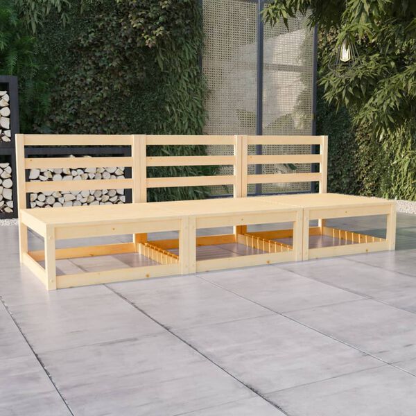 vidaXL Trivietė sodo sofa, pu&scaron;ies medienos masyvas