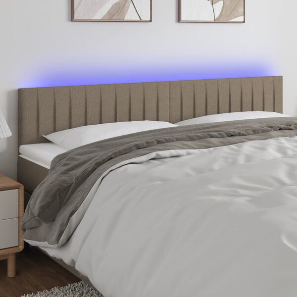 vidaXL Galvūgalis su LED, taupe spalvos, 180x5x78/88cm, audinys