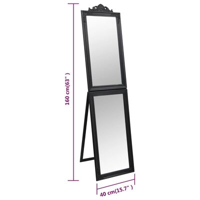 vidaXL Laisvai pastatomas veidrodis, juodos spalvos, 40x160cm