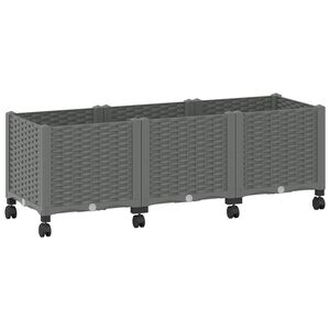 vidaXL Sodo puodynė su ratukais &Scaron;viesiai pilka 120 x 40 x 48 cm PP