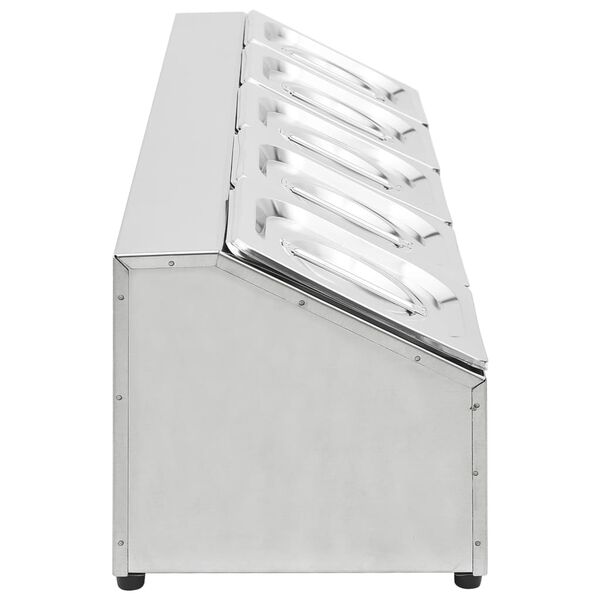 vidaXL Maisto gaminimo indų laikiklis su 5 GN 1/6 indais, plienas