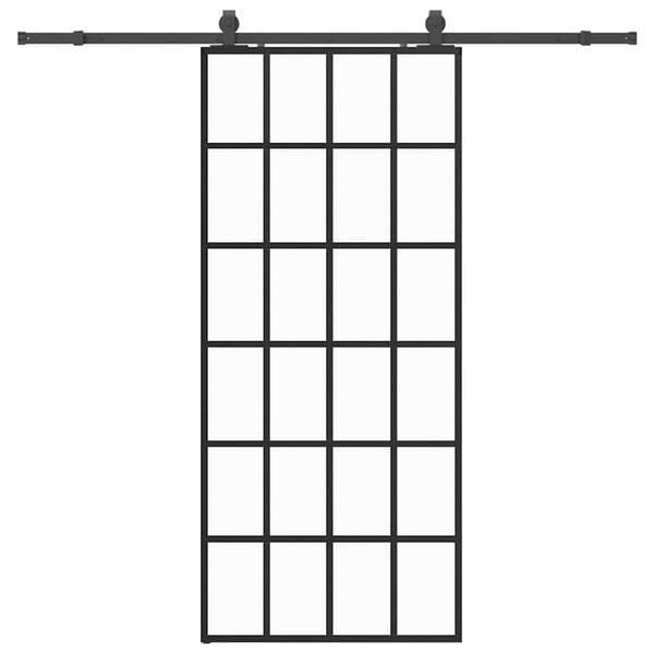 vidaXL Stumdomos durys su įrangos rinkiniu, juodas, 90x205 cm, ESG ir