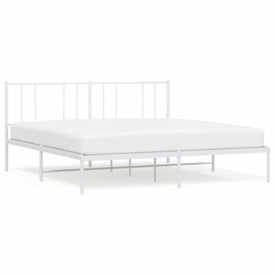 vidaXL Metalinis lovos rėmas su galvūgaliu, baltos spalvos, 200x200cm
