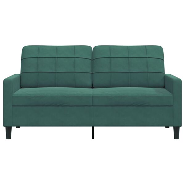 vidaXL Dvivietė sofa, tamsiai žalios spalvos, 140cm, aksomas