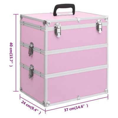 vidaXL Lagaminas kosmetikos priemonėms, rožinis, 37x24x40cm, aliuminis