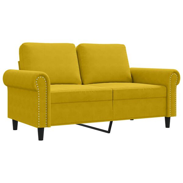 vidaXL Dvivietė sofa, geltonos spalvos, 120cm, aksomas
