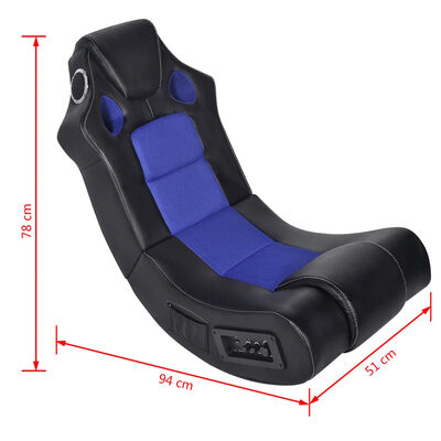 vidaXL Supama kėdė, juoda ir mėlyna, garso jungtis, dirbtinė oda