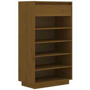 vidaXL Spintelė batams, medaus ruda, 60x34x105cm, pu&scaron;ies masyvas