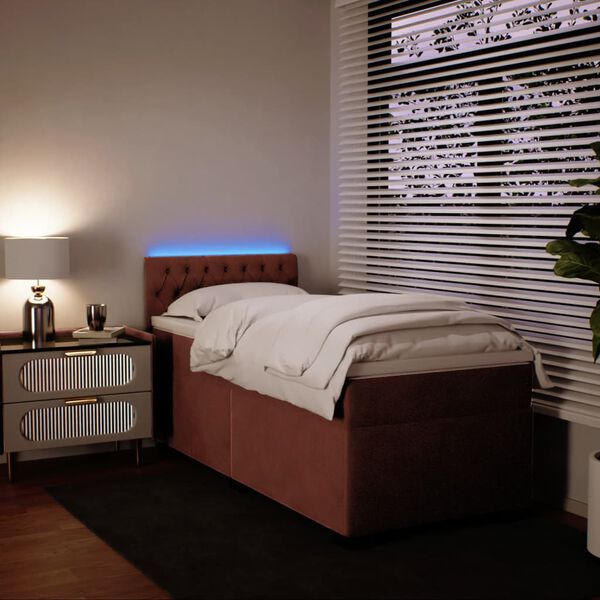 vidaXL Lova su spyruoklėmis ir čiužiniu, rožinė, 100x200 cm, aksomas