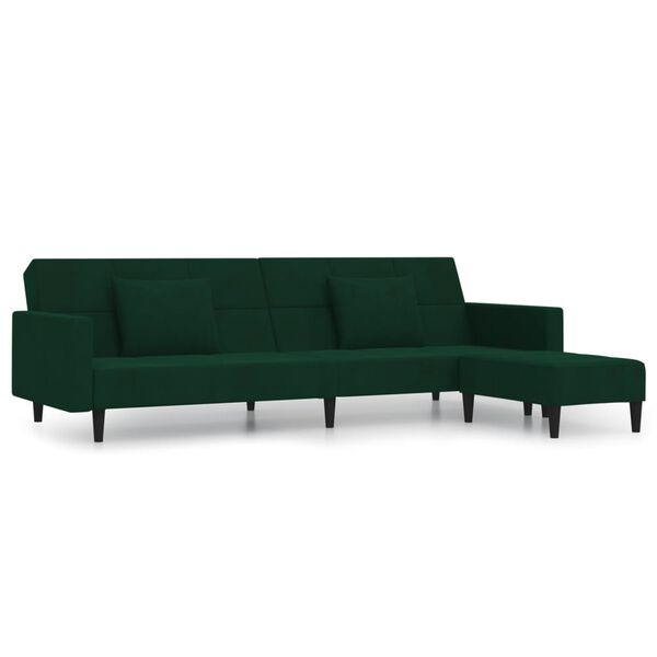 vidaXL Dvivietė sofa-lova su pagalvėmis ir pakoja, žalia, aksomas