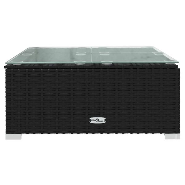 vidaXL Sodo kavos staliukas, juodas, 60x60x30cm, poliratanas/stiklas