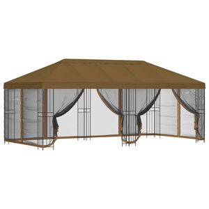 vidaXL Paviljonas su &scaron;oninėmis sienelėmis 6 x 3 m Taupe