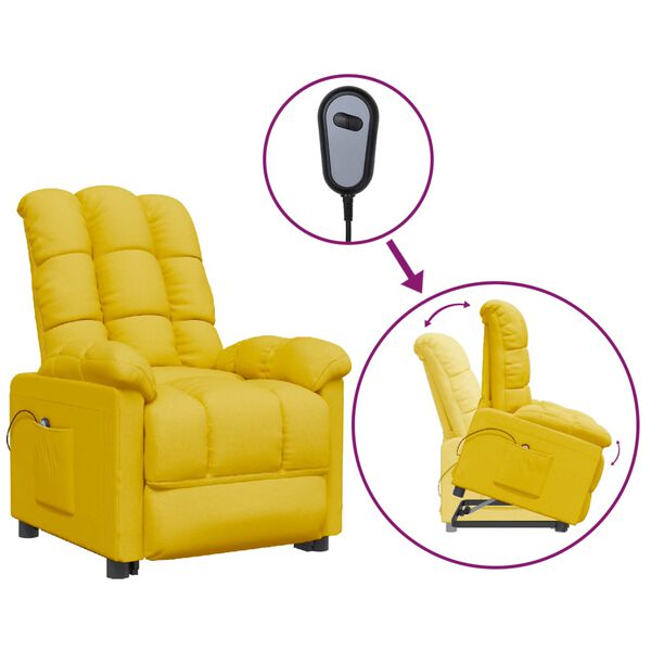 vidaXL Atsistojantis krėslas, geltonos spalvos, audinys