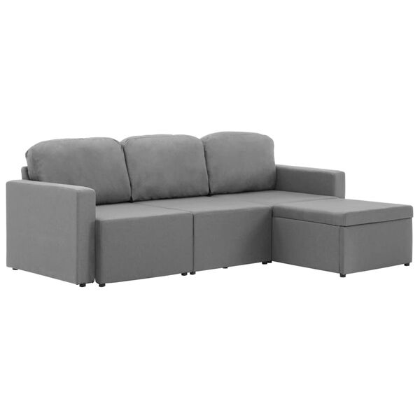 vidaXL Trivietė modulinė sofa-lova, &scaron;viesiai pilkos spalvos, audinys