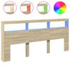 vidaXL Galvūgalis-spintelė su LED, ąžuolo spalvos, 220x17x102cm