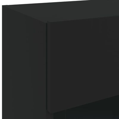 vidaXL Sieninės TV spintelės su LED, 2vnt., juodos, 40x30x60,5cm