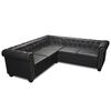 vidaXL Chesterfield penkiavietė kampinė sofa, juoda, dirbtinė oda