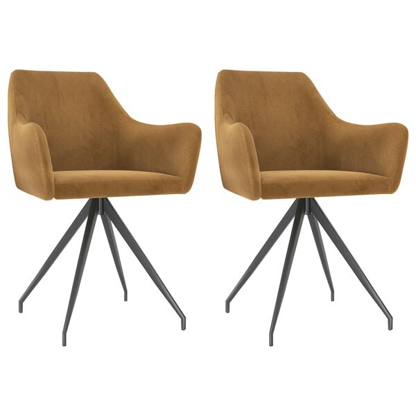 vidaXL Valgomojo kėdės, 2vnt., rudos spalvos, aksomas