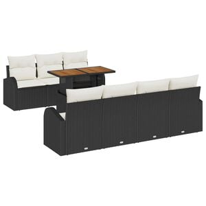 vidaXL Sodo Sofų Rinkinys su saugykla 8 pcs Juoda Poli ratanas