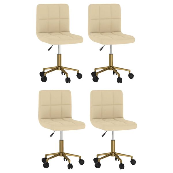 vidaXL Pasukamos valgomojo kėdės, 4vnt., kreminės spalvos, aksomas