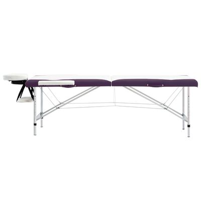 vidaXL Masažinis stalas, baltas ir violetinis, aliuminis, 2 zonų