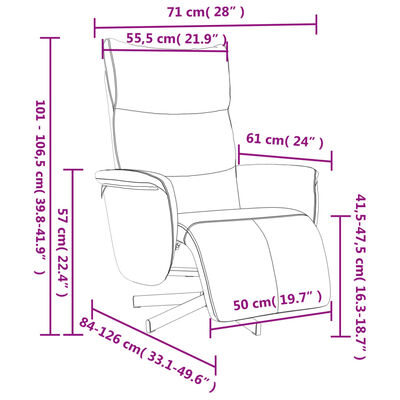 vidaXL Atlošiama kėdė su pakoja, pilkos spalvos, dirbtinė oda