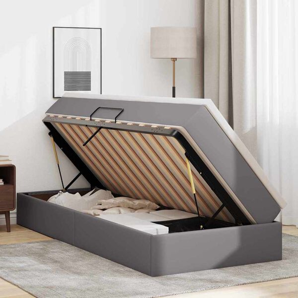 vidaXL Lova su daiktų laikymo vieta ir čiužiniu Pilka 90 x 200 cm