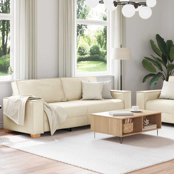 vidaXL Sofa 2 pcs Smėlio 220 x 80 x 84 cm Lino mi&scaron;inio audinys
