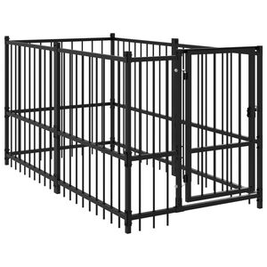 vidaXL Voljeras &scaron;unims, juodos spalvos, 193,5x97x100cm, plienas