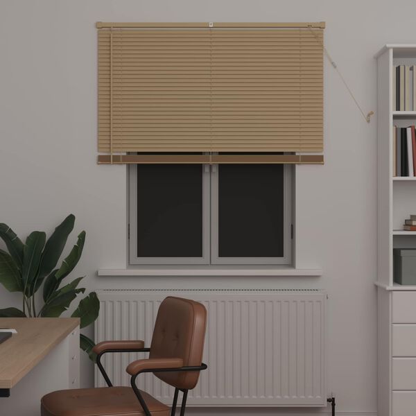 vidaXL Venecijos žaliuzės &Scaron;viesiai ruda su ra&scaron;tu 150 x 120 cm PVC