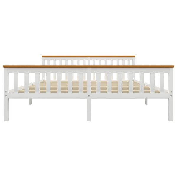 vidaXL Lovos rėmas su 4 stalčiais, baltas, 180x200cm, pu&scaron;ies masyvas