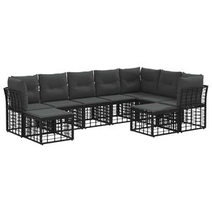 vidaXL Lauko sofos komplektas Juoda ir tamsiai pilka Poliesteris