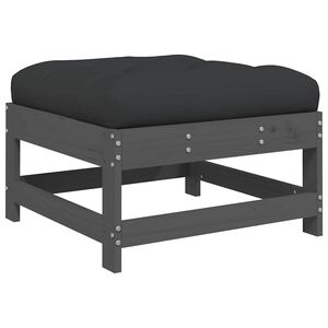 vidaXL Sodo pakoja su pagalvėle, pilka, pu&scaron;ies medienos masyvas