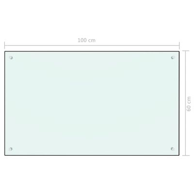 vidaXL Virtuvės sienelė, baltos spalvos, 100x60cm, grūdintas stiklas