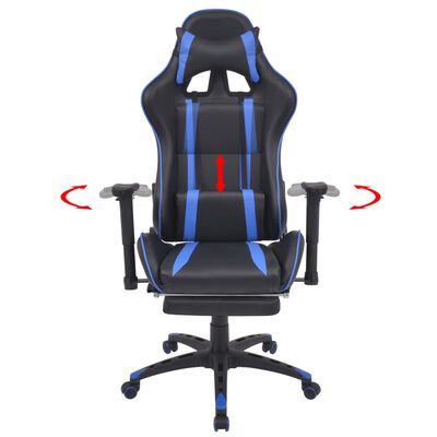 vidaXL Atlošiama biuro/žaidimų kėdė su atrama kojoms, mėlyna