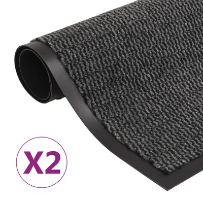 vidaXL Durų kilimėliai, 2vnt., antracito, 60x90cm, kvadratiniai